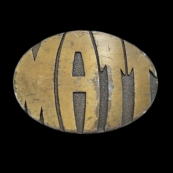 Humphreys Leather Goods Inc Mens Belt Buckle Matt Name Vintage‎ Brass Oval
